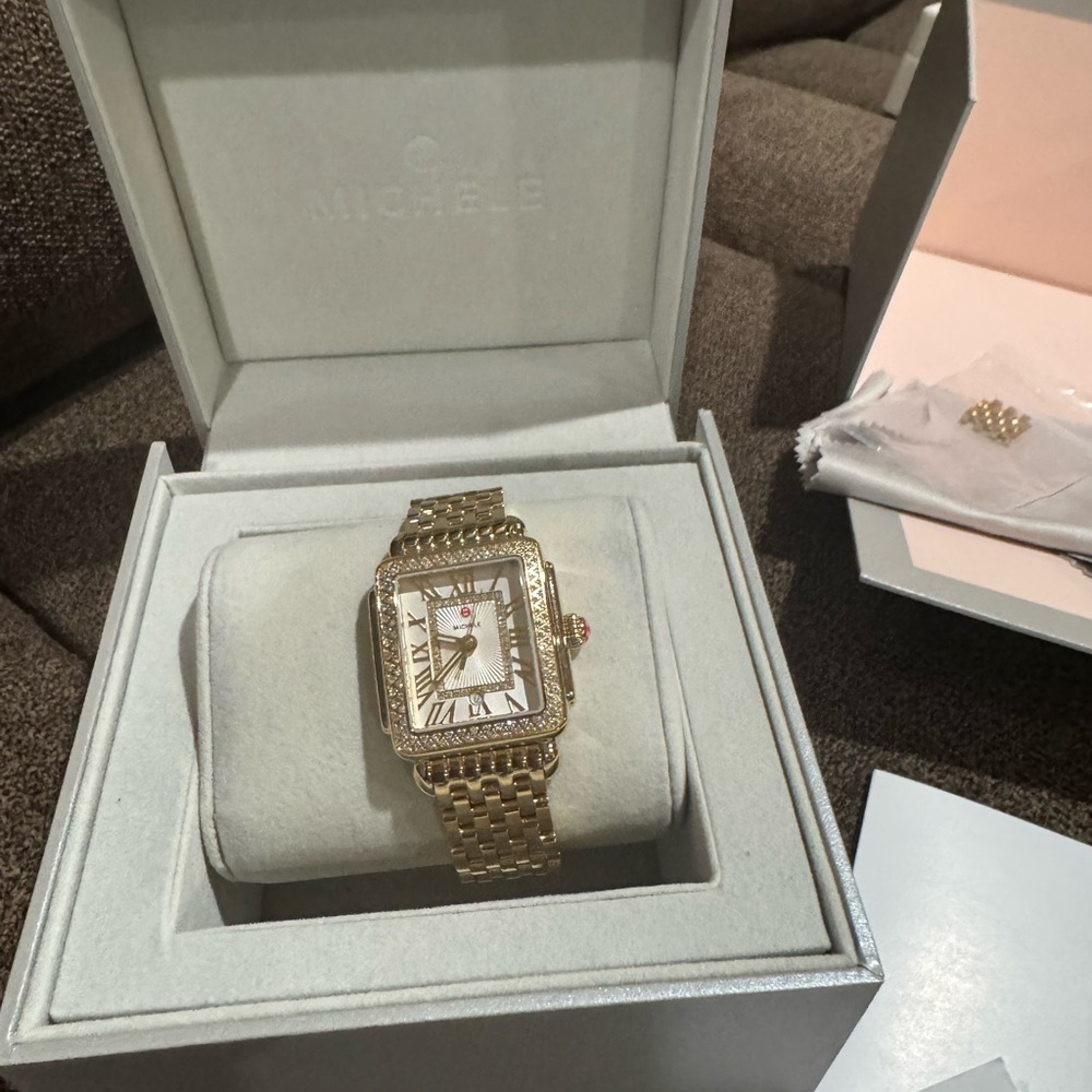 Dazzling MICHELE Deco Diamond Bezel Watch – .60 CTW – Ref. MWW06G000003 - Picture 16 of 17